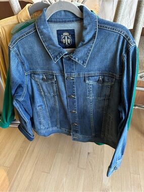 Talbots Classic Blue Denim Jacket with Crest Patch